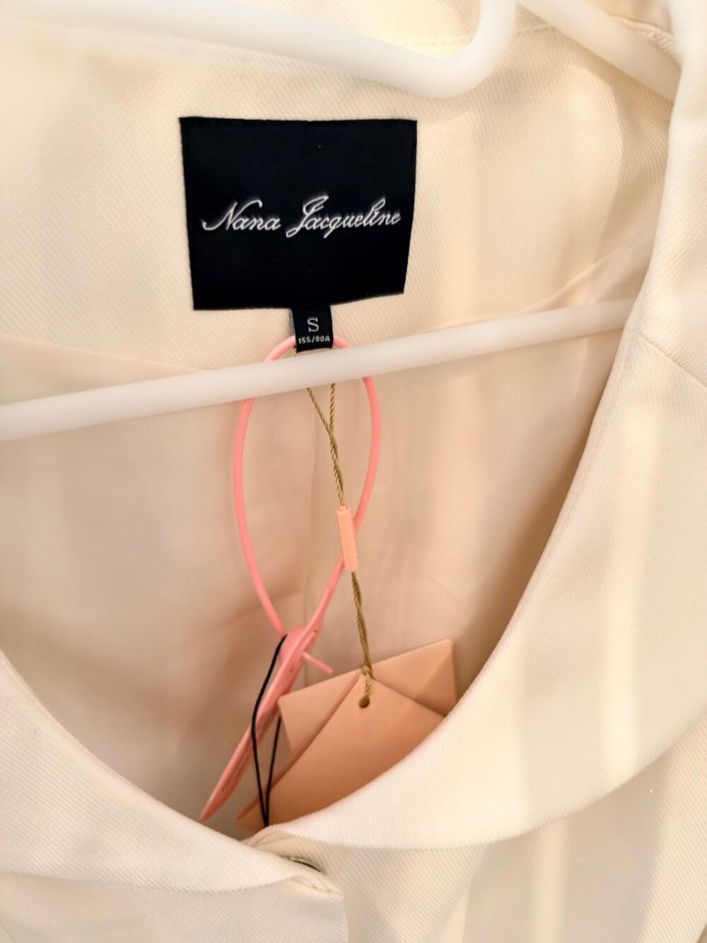Nana Jacqueline Cream Crystal Button Cropped Blazer Top NWT